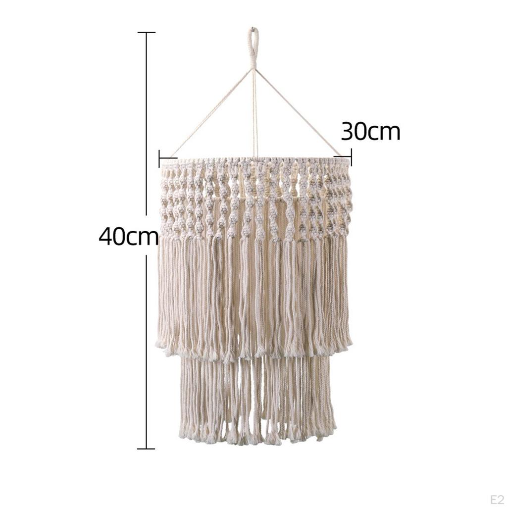 Nordic Macrame Lamp Shade Handwoven Boho Chandelier Lampshade Hanging Pendant Light Cover for Home,