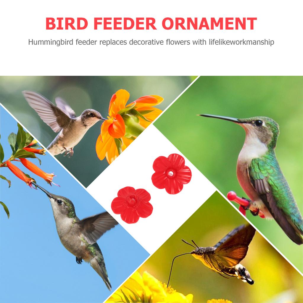 18Pcs Flower-Shaped Hummingbird Feeder Plastic Bird Feeder Supplies Bright Natural Design Hummingbird Feeding Flower