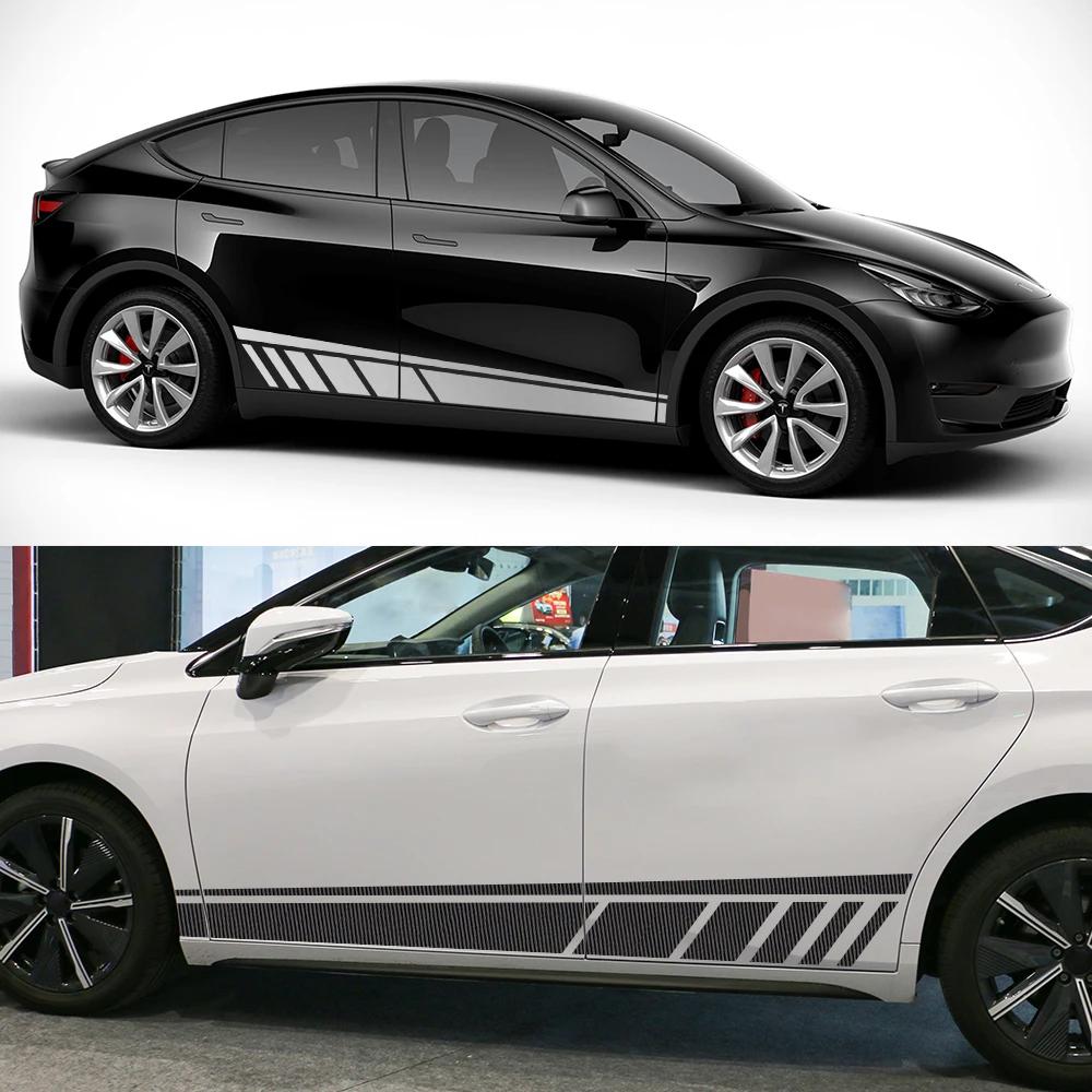 2 Stück Auto-Türseitenaufkleber für Tesla Model Y, Wasserdichte Vinylfolie, Auto-Dekoration, Styling-Aufkleber, Autozubehör, Exterieur
