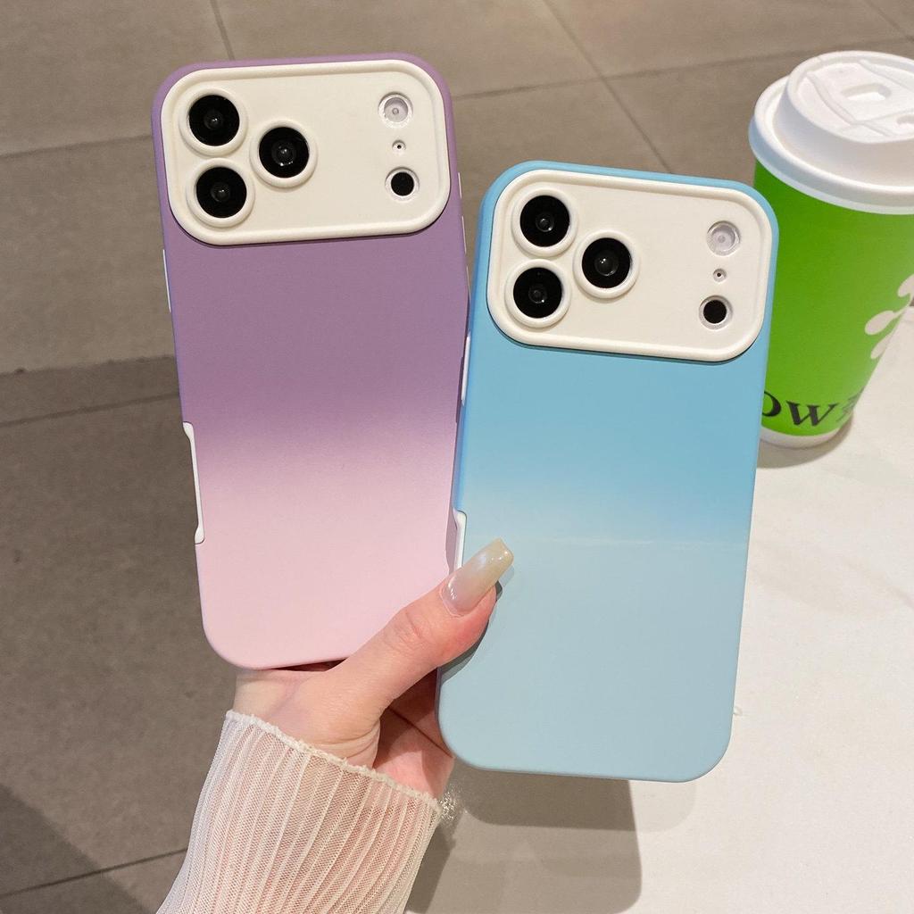 Gradient Hautgefühl Stoßfeste Schutzhülle für iPhone 17 Pro, 16 Pro Max und 15/14 Modelle mit großem Fenster.