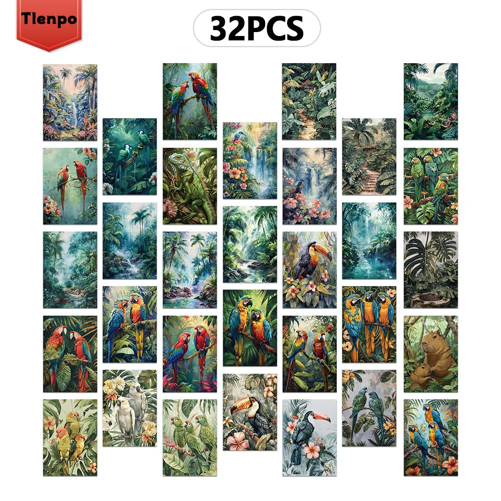 

32 шт., Открытка «Тропический лес», Природа, Подарок на день рождения/юбилей, Коллекционная, Подходит для дарения, Отправляемая по почте.