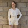 Waiwaiaiem Yy_V-Neck Dropped Shoulders Top_2Color