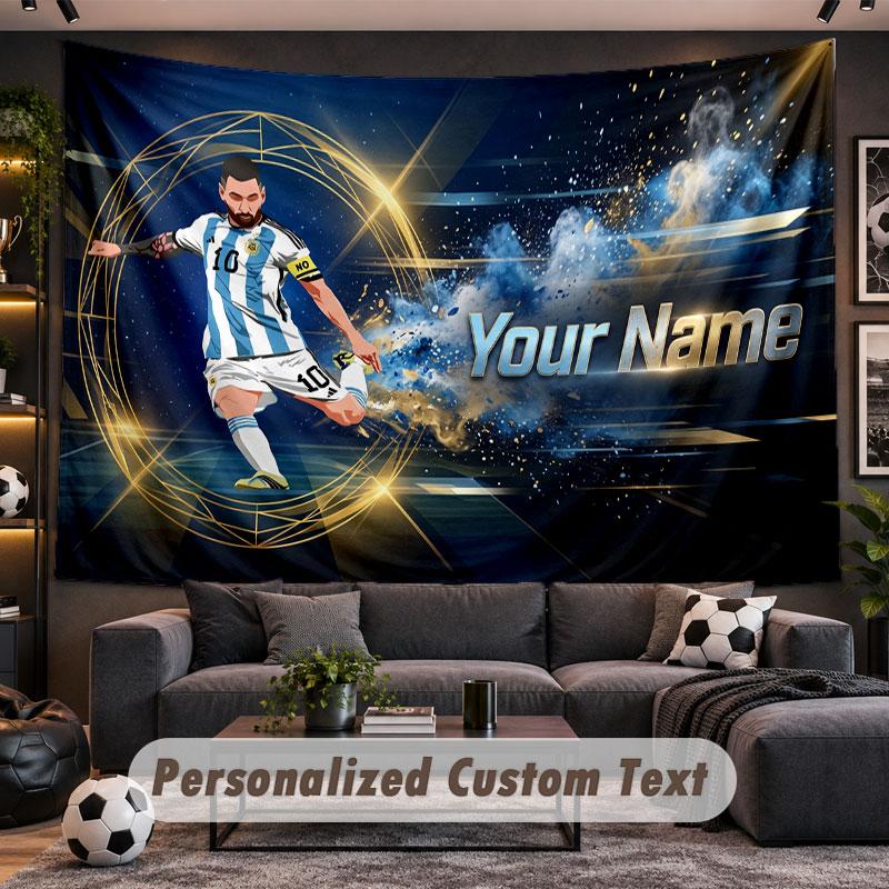 Wall Hanging Tapestry Custom NameLionel Messi Pattern Personalized Printed Fabric Wall Decor