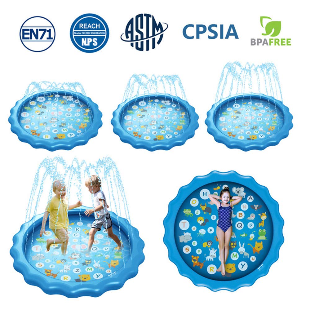 Fountain Play Pool Mat for Kids and 100cm Cute Pool Mat for Water Summer Lawn Home Summer Protection Mat, Mat, Pets, Diameter, Play, Days, Play, Use,