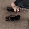 Fashion Women's Leopard Wedge Slippers Trend Elegant Lady Heeled Sandals Luxury Women Pumps Outdoor Casual Beach Sandals Sandalias Mujer