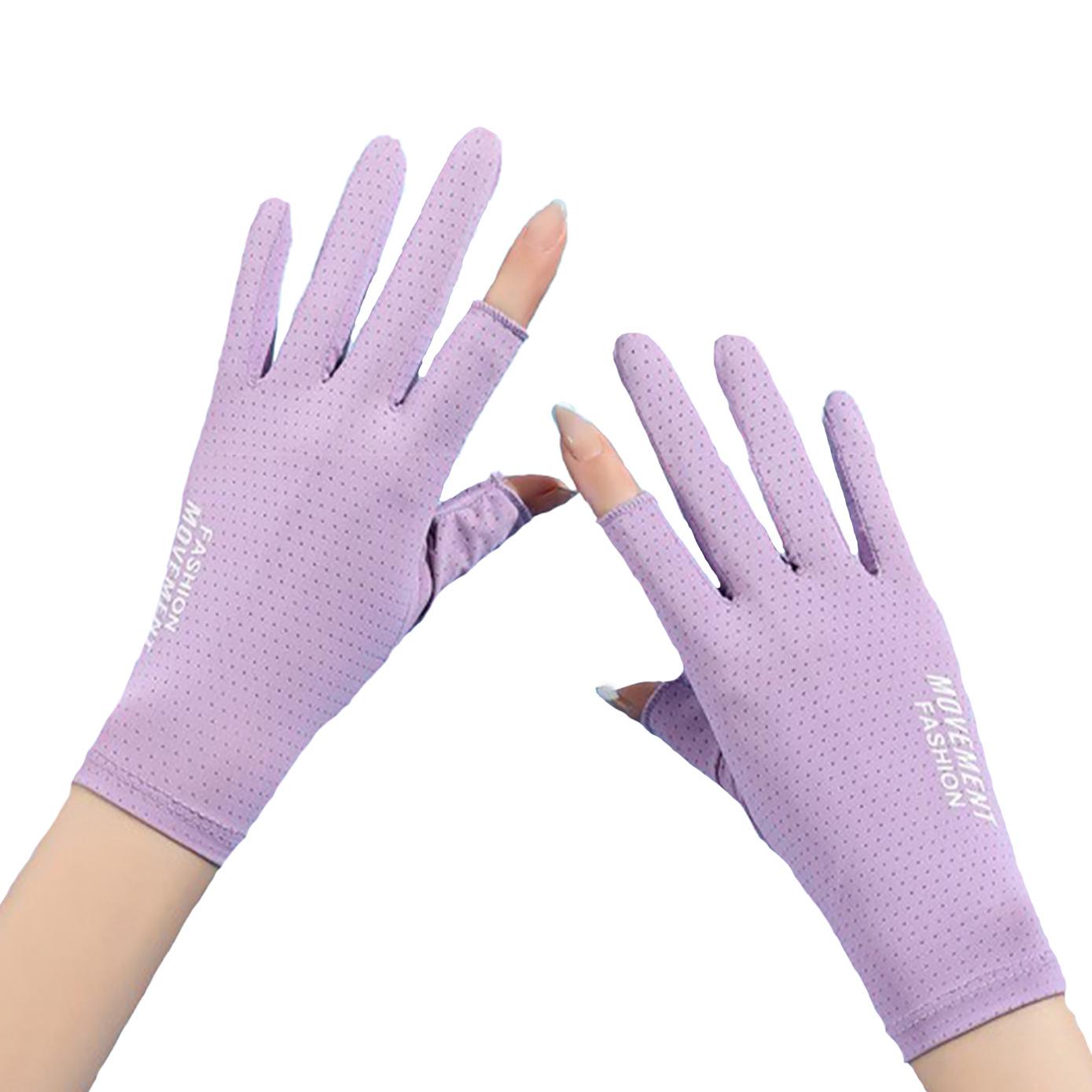 

Sunscreen gloves women s summer thin ice silk outdoor riding anti-ultraviolet breathable two-finger flip non-slip gloves One Size