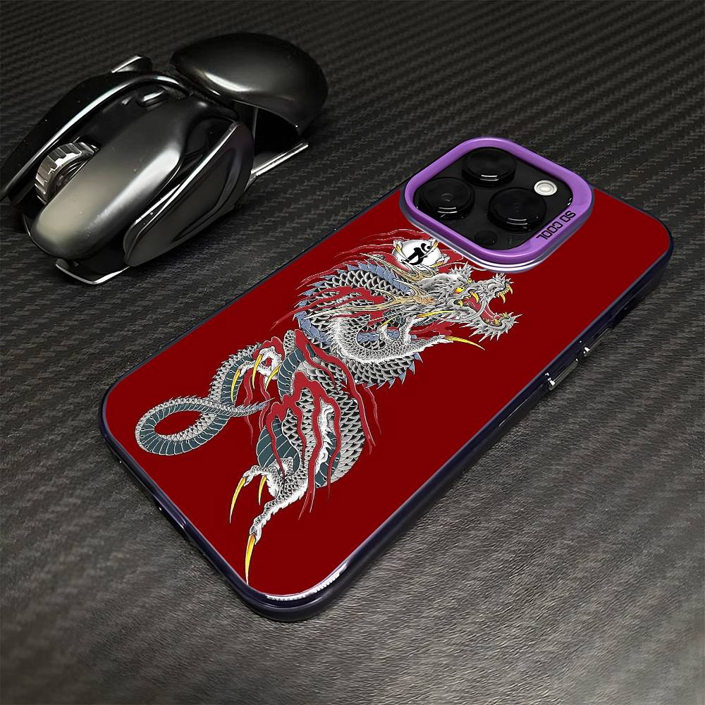Yakuza Drachen Tattoo Handyhülle Für iPhone17,16,15,14,13,12,11 Plus,Pro Max Lila Matt Stoßfeste Hülle