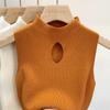 Fashion Half Turtleneck Hollow Out Knitted Tank Top Summer Women Casual Solid Color Sleeveless Vest