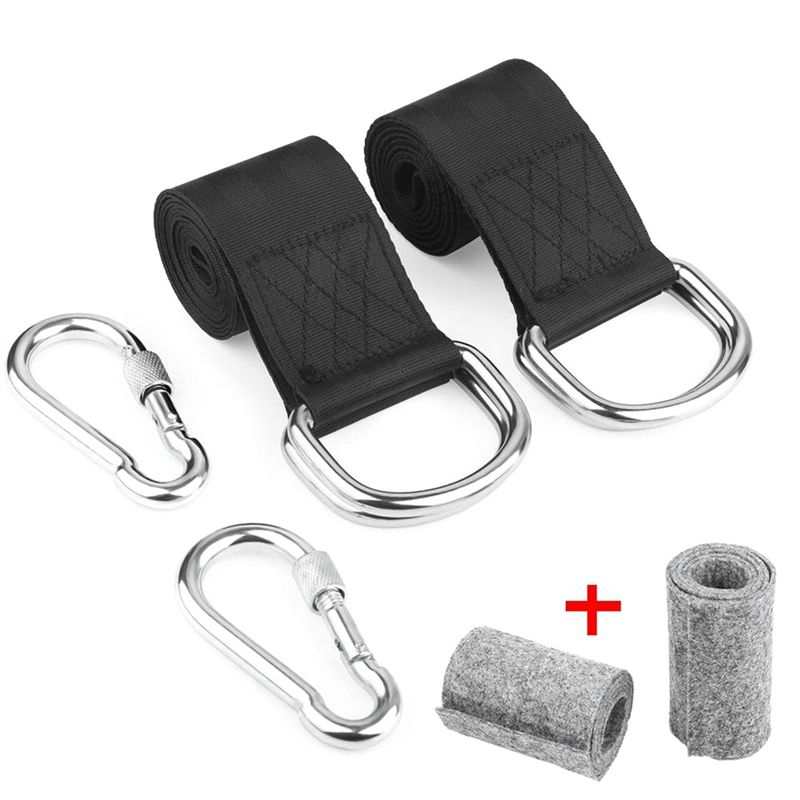 ABUL-2Pcs 1.5M Tree Swing Straps Hanging Kit With 2 Carabiners Single Bar Extension Belt Belt