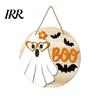 Haunted House Door Sign Halloween Hanging Sign, Wooden Front Hanger Wreath, Cute Eye-catching Ghost Welcome for Porch Wall Indoor Home Decoration