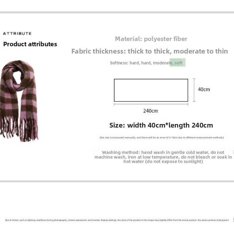 Winter Warm Maillard Scarfs for Women,Windproof Insulation Fashionable  Plaid Scarf,Long Blanket Scarf,Winter Fleece Shawls Wrap