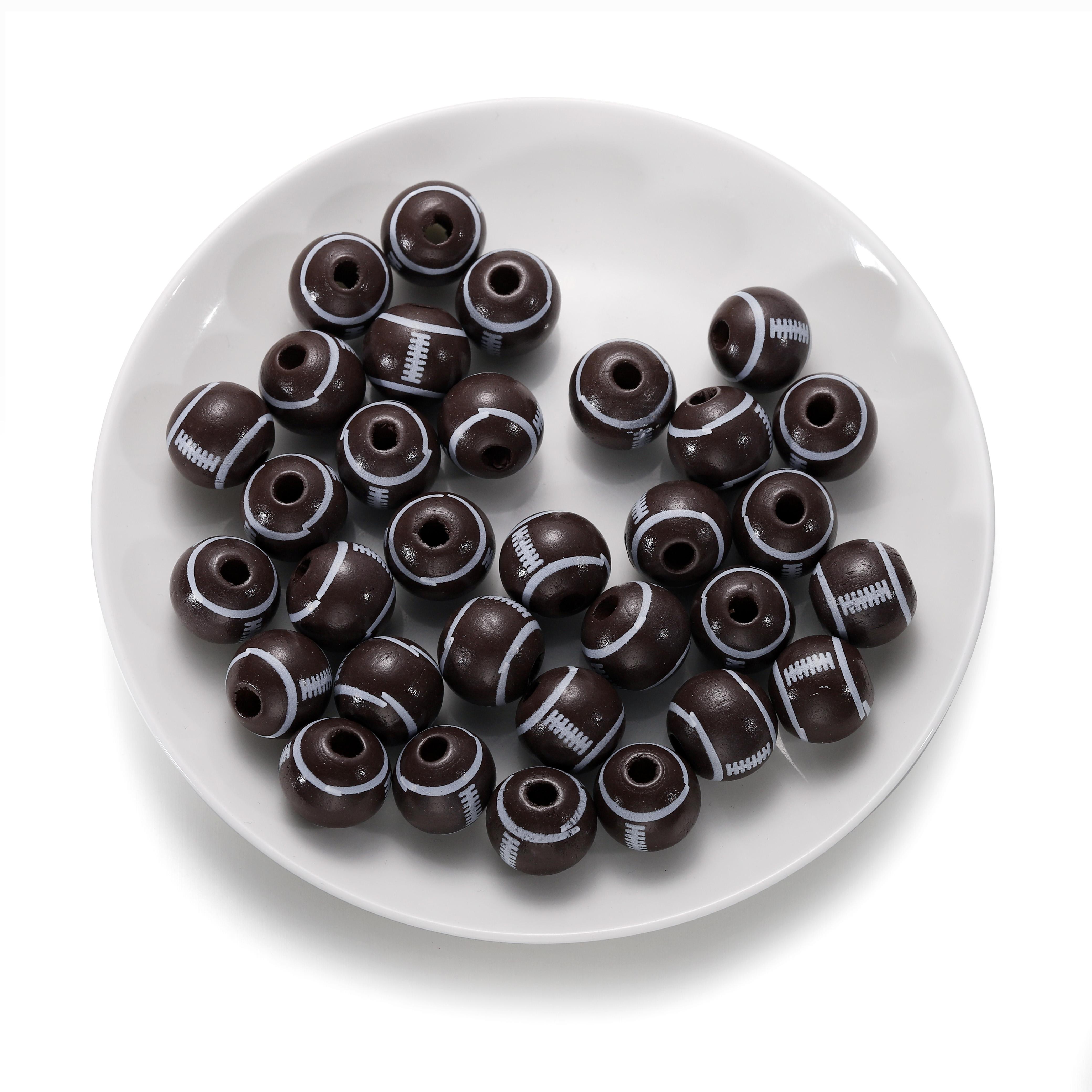 

10Pcs/Lot Sports Ball Shape Wood Bead Wooden Spacer Loose Beads for DIY Bracelet Necklace Jewelry Making Findings Accessories