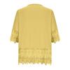 Women Shirt V-neck Lace-up Half Sleeve Pullover Tops Solid Color Loose Fit Embroidery Lace Flower Splicing Shirt