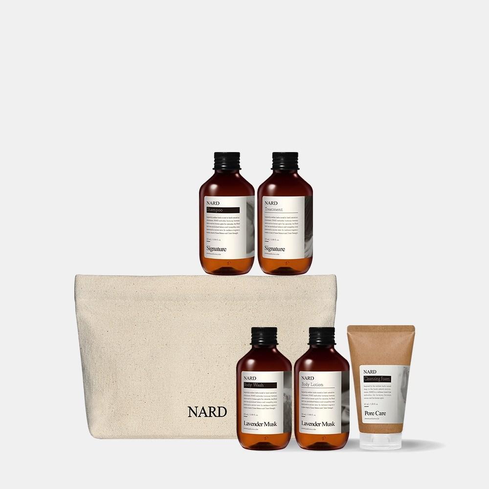 Nad Travel Toiletry Amenity 5-Piece Set Travel Kit: Shampoo, Body Wash, Conditioner, Foam Cleanser (1 Pcs)