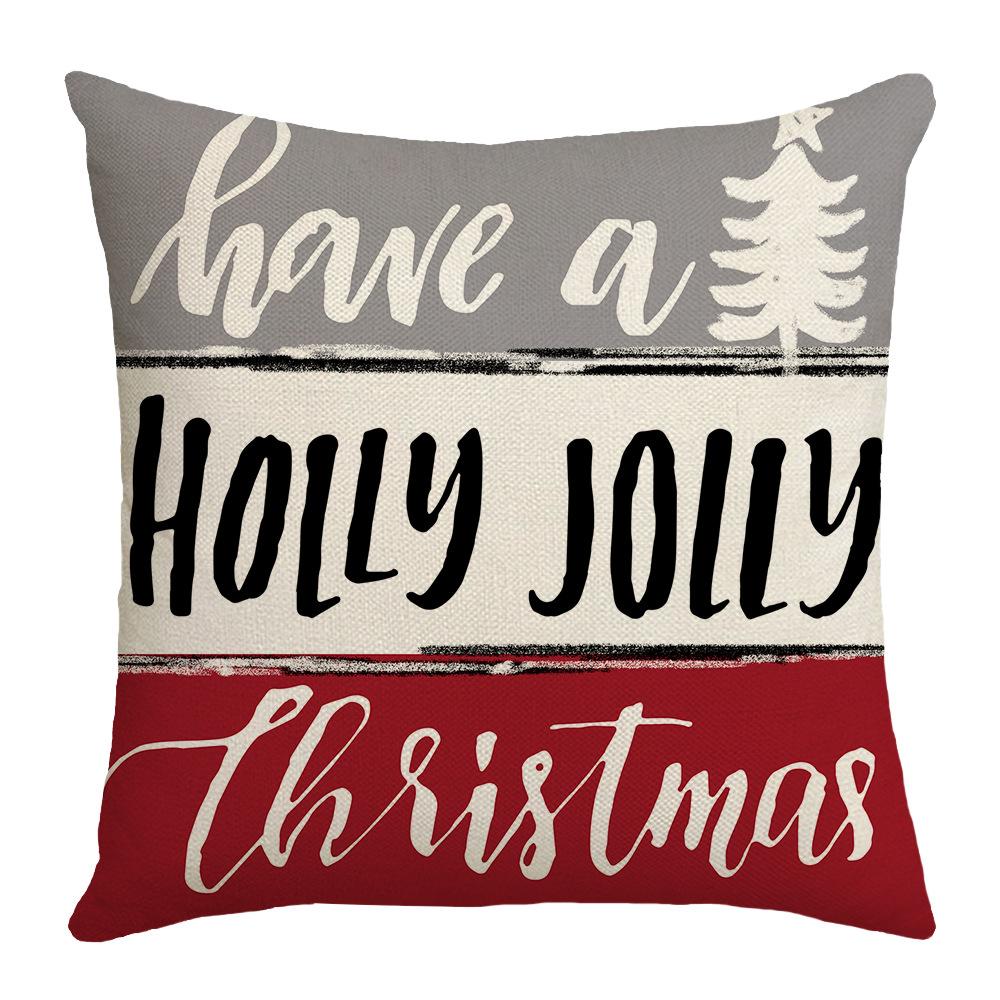 New Style Pillow Case Christmas Letter Decoration Printed Linen Sofa Bedside Pillow Case Pillow Case