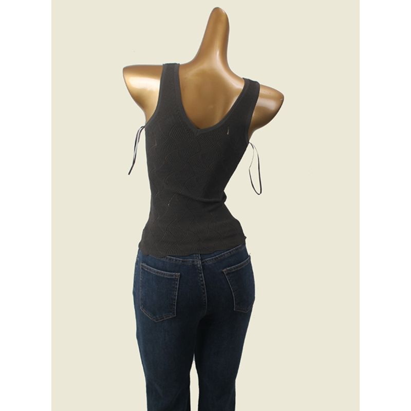 Double V-neck Simplicity Sexy Summer Vest Fashion Wind High Elastic Silm Can Be Outwear Export Knitting Tops