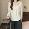 Plus Size Women Casual Hooded Long Sleeve Solid T Shirt Top