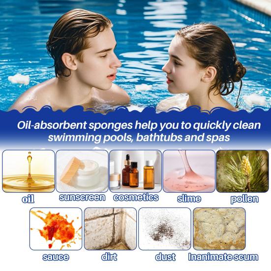 10Pcs Pool Sponges Oil Absorber Pool Scum Sponge Floating Grease Remover Sponge for Swimming Pool Hot Tub Spa Removes Scum Dirt Grease