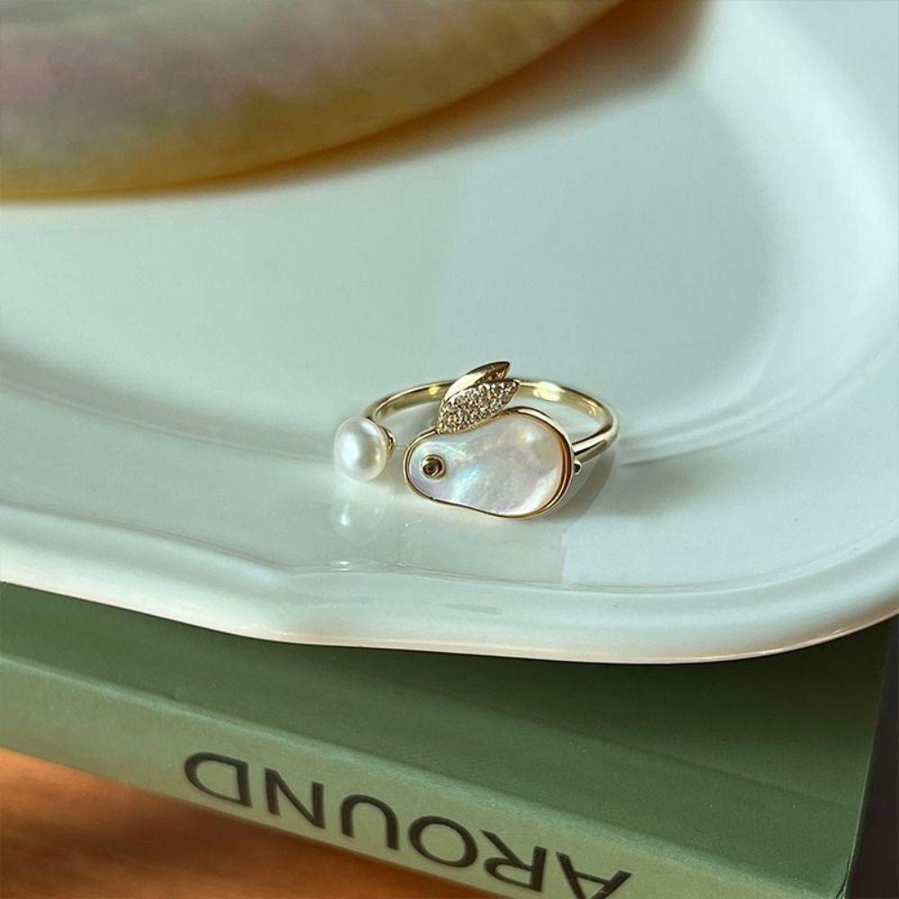 Elegant Cuff Ring Temperament Rabbit Design Opening Ring Personality Valentine's Day Gift  Women
