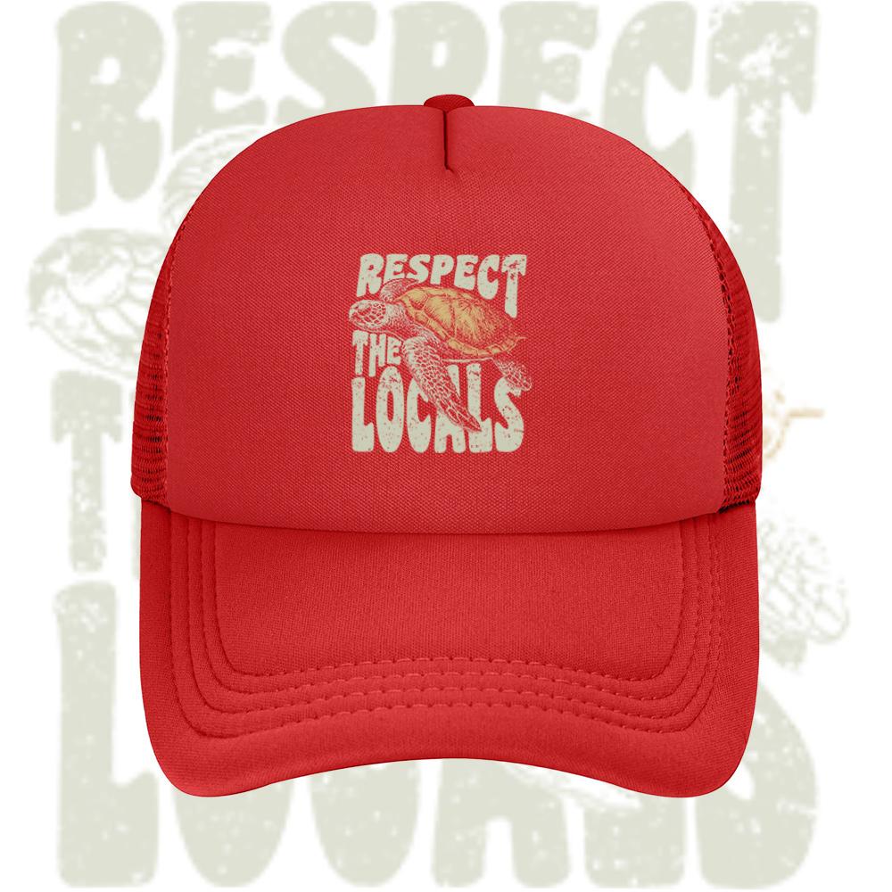 Sea turtle respect locals black background Baseball Cap Anime Graphic Hats Adult Unisex Women Sports Outdoor