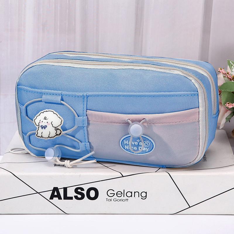 Simple Large Capacity Student Pencil Case Multi-Layer Flip Style Cute Pencil Pouch Ins Canvas Gel Pen Organizer Kids