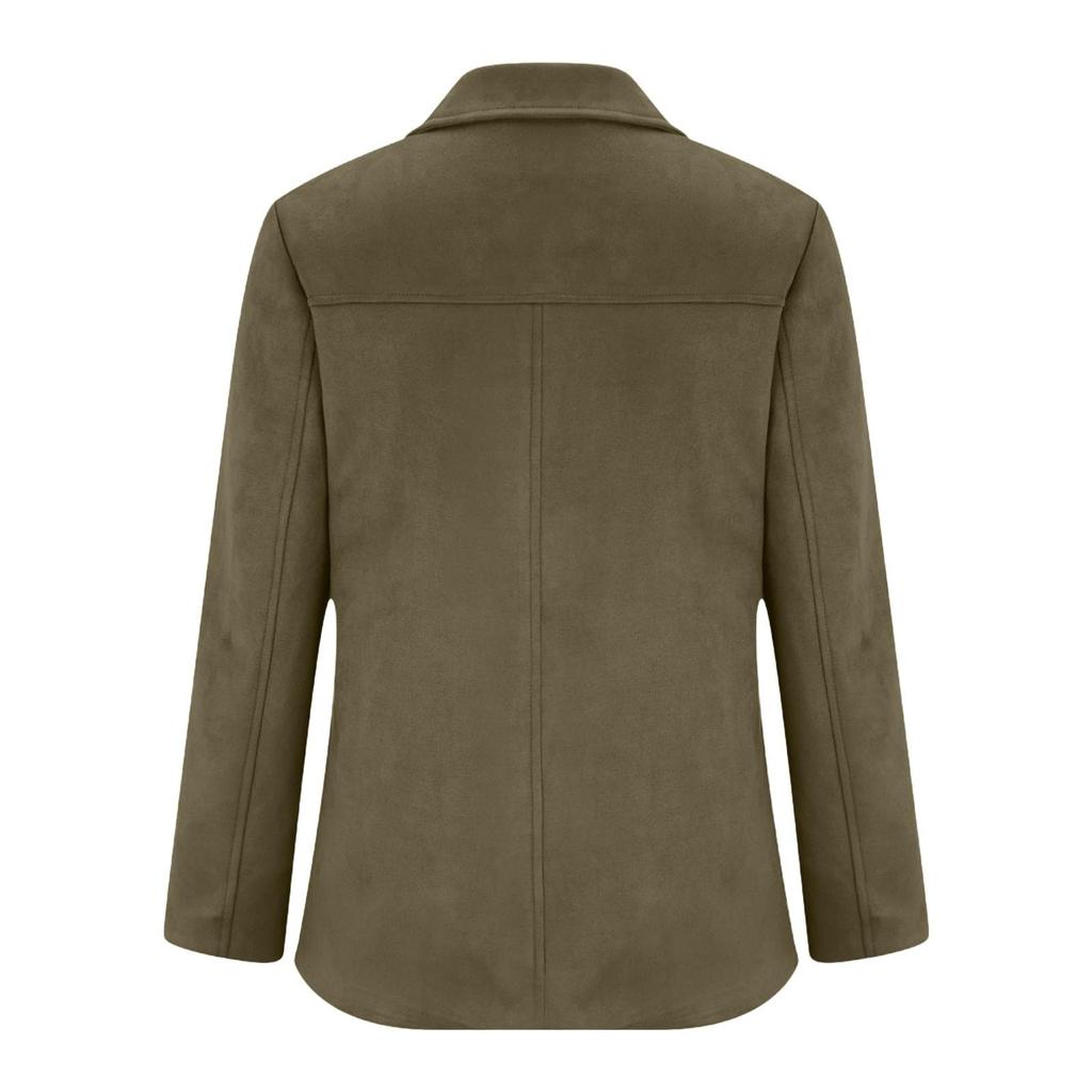 Women's Fashion Solid Color Vintage Casual Oversized Pocket Long-Sleeve  Jacket