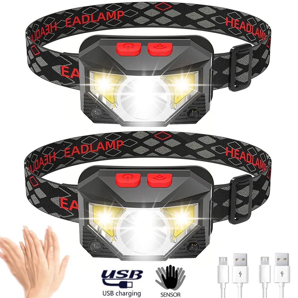 XPE+COB 8 Modes Handfress Motion Sensor Waterproof Powerful LED Headlight Headlamp Head Lamp COB Flashlight Torch Head Light