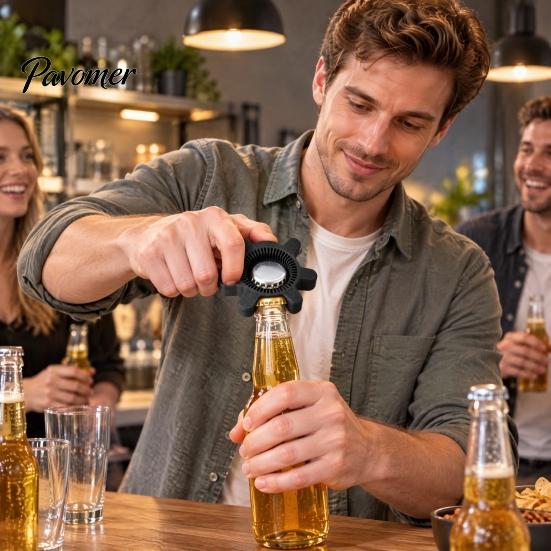 Home Bar Accessories 3D Printed Gear Shape Bottle Cap Opener, Rotating Beer Portable Tool Kitchen Opening Tool, Desktop Decor for Party Outdoor