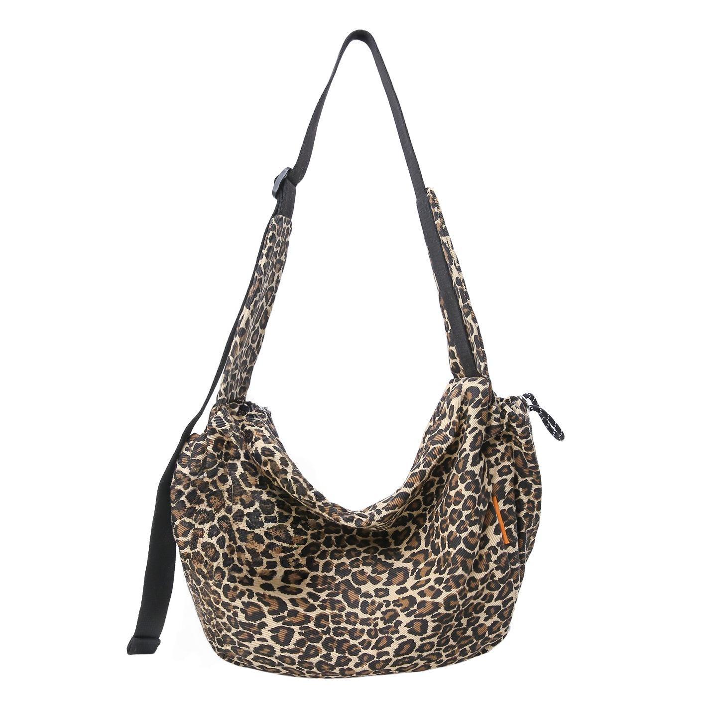 

Женская холщовая сумка-пельмень премиум-класса с леопардовым принтом - Вместительная сумка кроссбоди для осени/зимы 31*10*26 cm