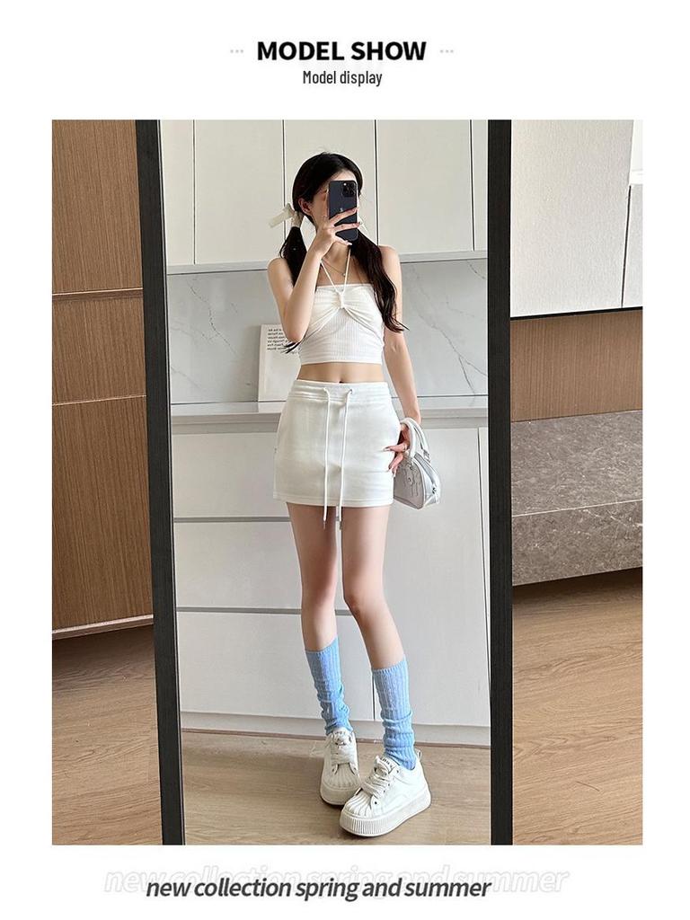 2025 Sporty A-Line Drawstring Midi Skort for Women