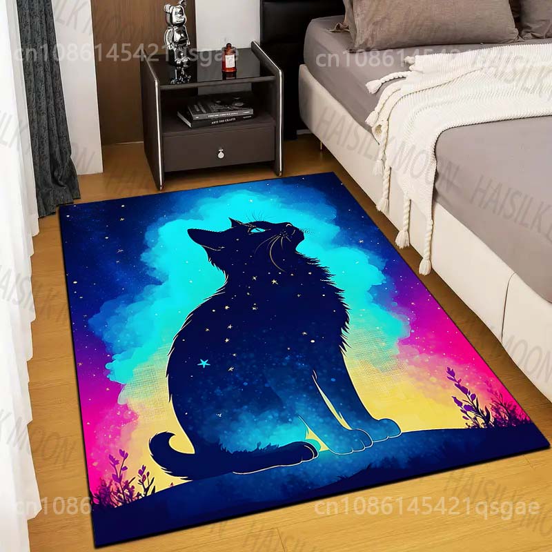 

Multiple sizes Silhouette of Starry Cat Carpet for Living Room Bedroom Sofa Home Decor Rug Non-slip Floor Mat Luxury Gift 40cm x 60cm