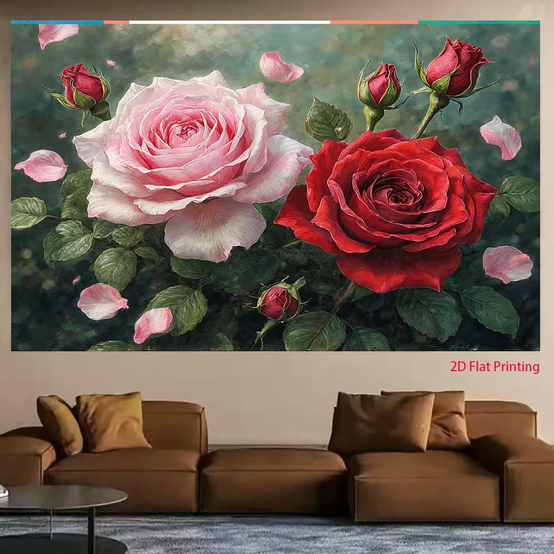 2D Large Pink Red Roses Backdrop Romantic Floral Wedding Photography Background