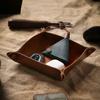 First Layer Cowhide Entrance Table Coffee Table Key Sundries Storage Box Jewelry Finishing Tray Handmade Mad Horse Leather Tray
