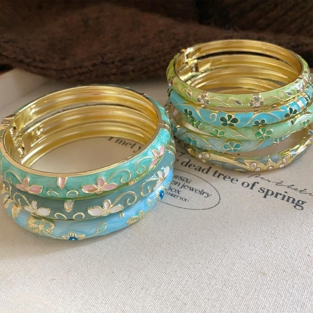 Traditional Vintage Cloisonne Bangle Chinese Women's Hand Bracelet Flower Bangle Jewelry Gifts