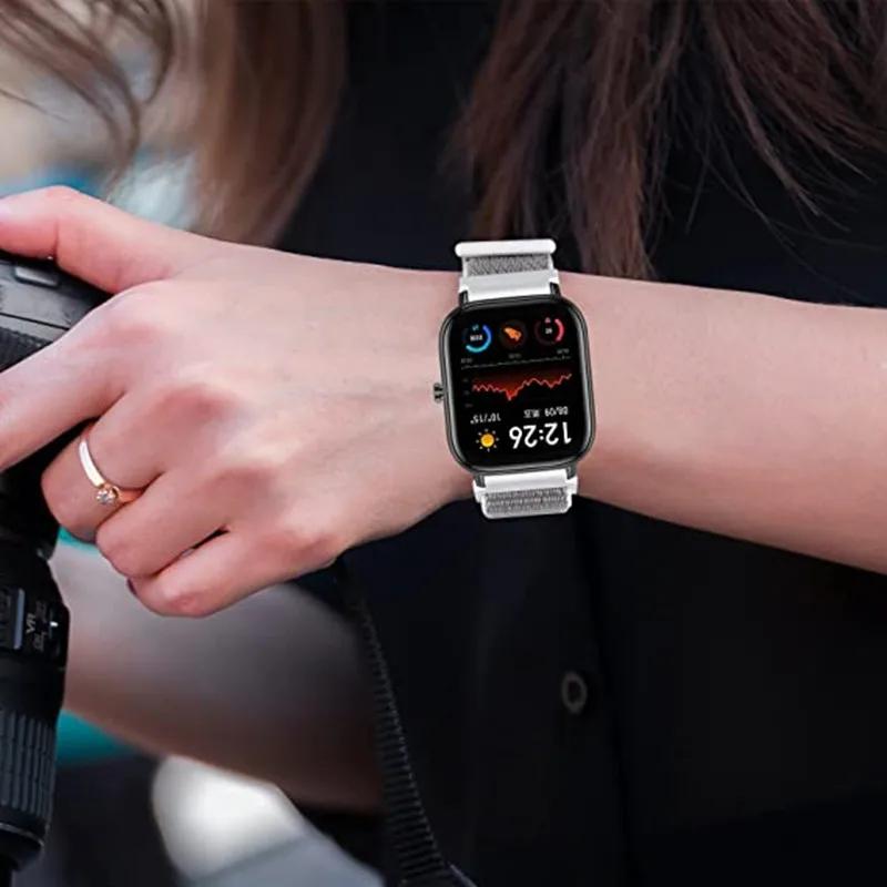 20mm/22mm Nylon Loop watch band For Amazfit GTS/4/2e/3/GTS2 Mini/GTR 4/3 pro/47mm/GTR2/2e/stratos Bracelet Amazfit bip-u strap