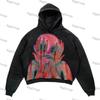 Felpa con cappuccio da uomo Street Fashion Trend Brand Teschio Stampa Digitale 3D Casual Larga