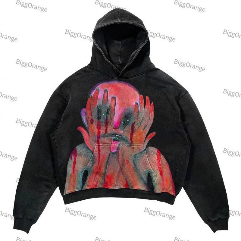Felpa con cappuccio da uomo Street Fashion Trend Brand Teschio Stampa Digitale 3D Casual Larga