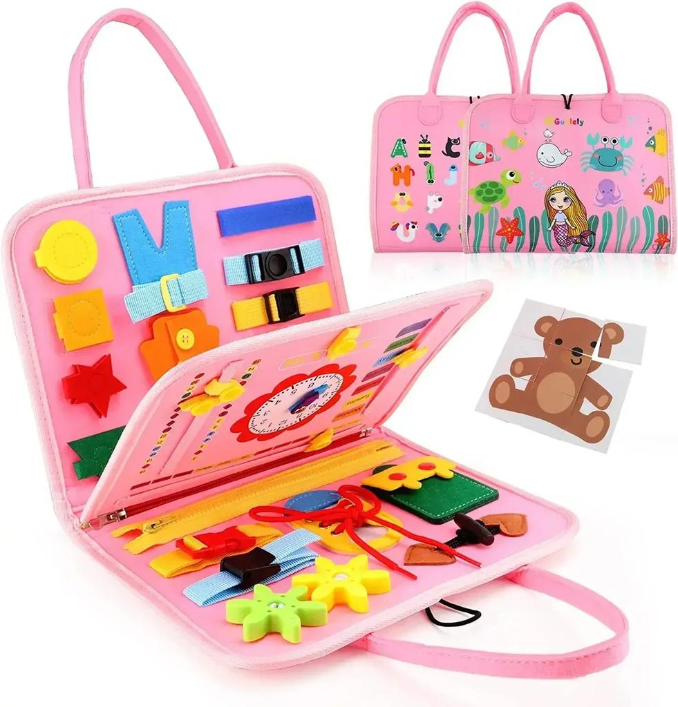 Kids Montessori Suitcase Toys Educational Learning Buckle Training Essential Baby Busy Board Sensory Intelligence Developing
