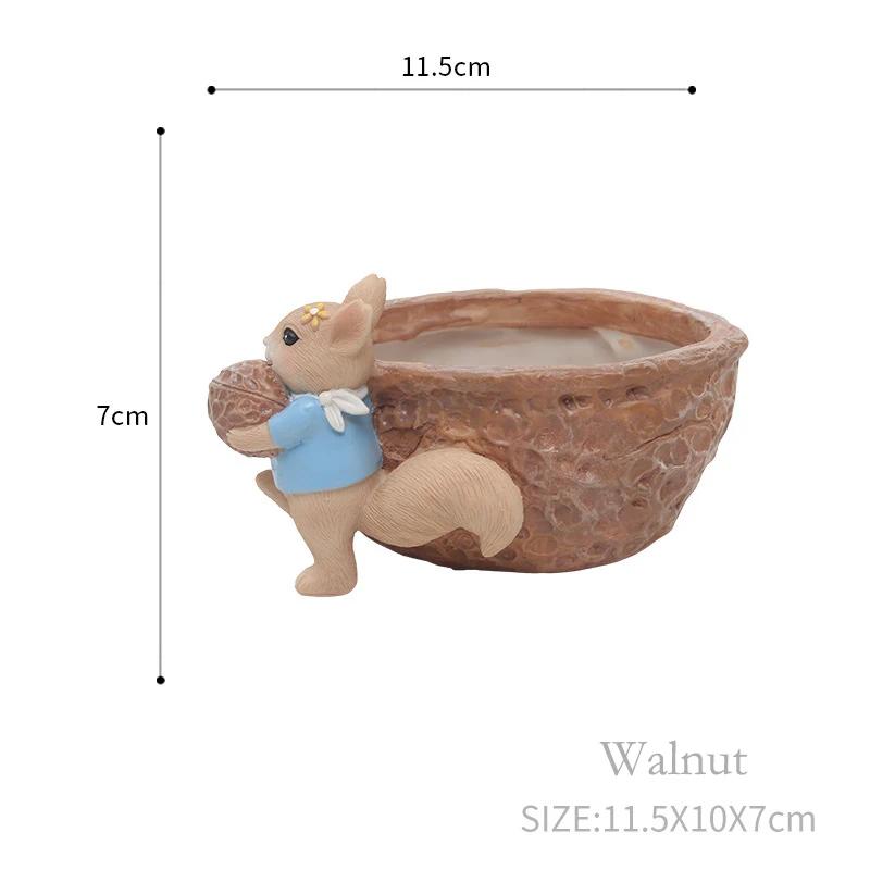 

Squirrel Design Flower Pot Peanut Walnut Flowerpot Mini Bonsai Planter Pot Home Decorative Acorn Craft