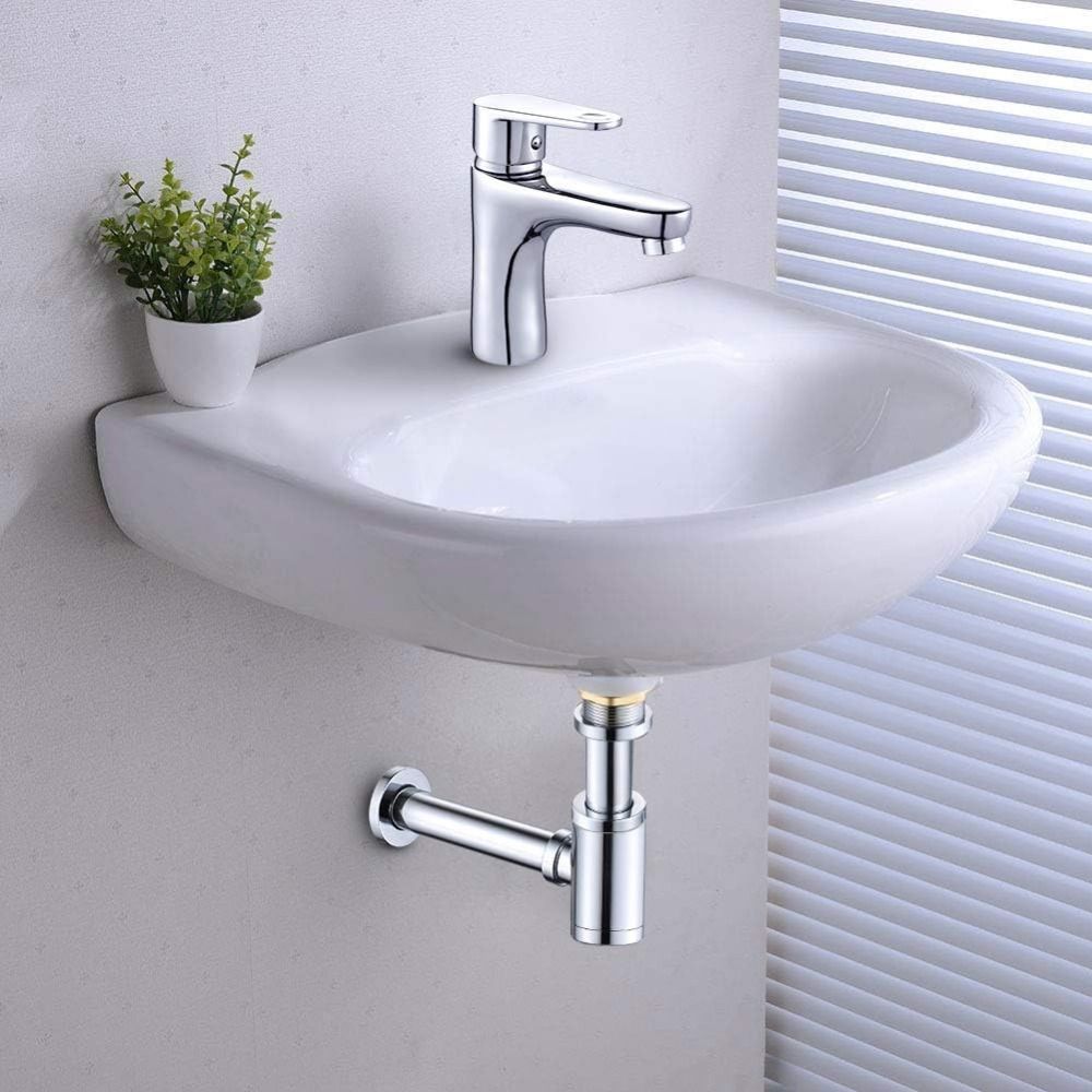 Adjustable Height Round P-Trap Waste Pipe Kit Siphon Drainer Plumbing Tube  Kitchen