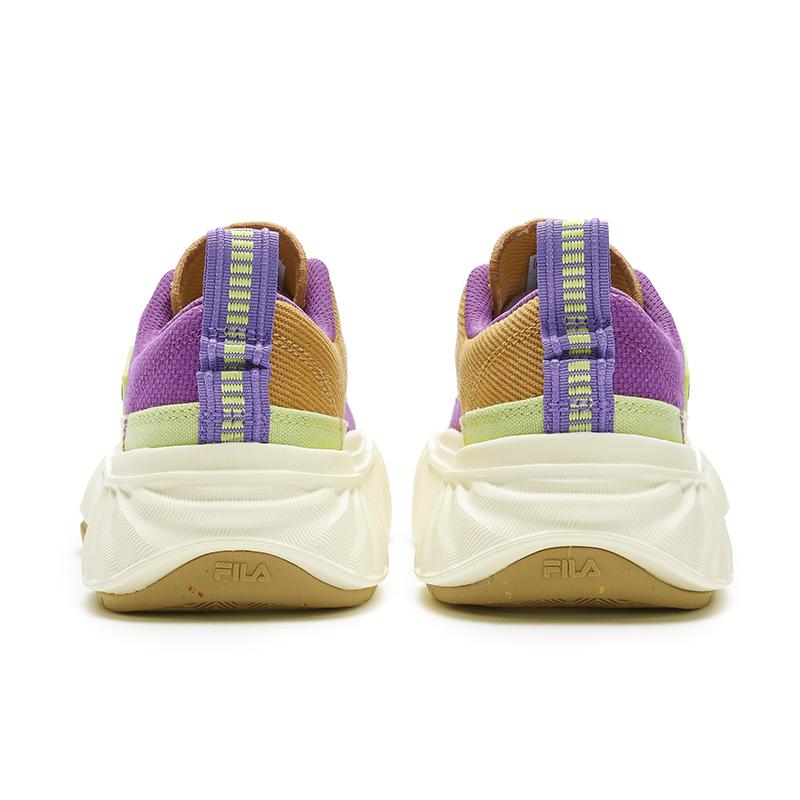 FILA Fosso Retro Series Multi-Color Patchwork Design Lace-Up Durable Low-Top Canvas Shoes Women sneaker Purple Yellow F12W432308FSG