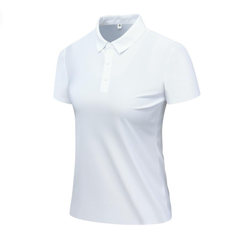 Women's Stand Up Collar, Lapel, Business Casual, Solid Color POLO Shirt, Women's Breathable Short Sleeved T-shirt