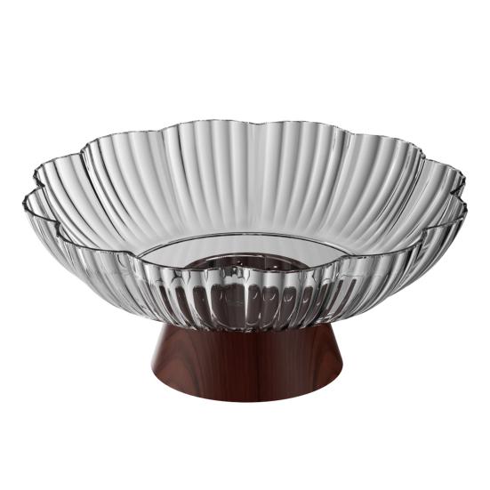 Vintage Petal Fruit Bowl Large Capacity Plastic Serving Tray for Snacks Nuts Candy Transparent Fruit Dish for Living Room Coffee