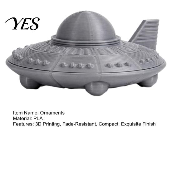 3D Printed Space Model UFO Figurine, Sci-Fi Spacecraft Decor, One-Piece Craft with Clear Space-themed Desk Accessory Texture, Mini Ornament