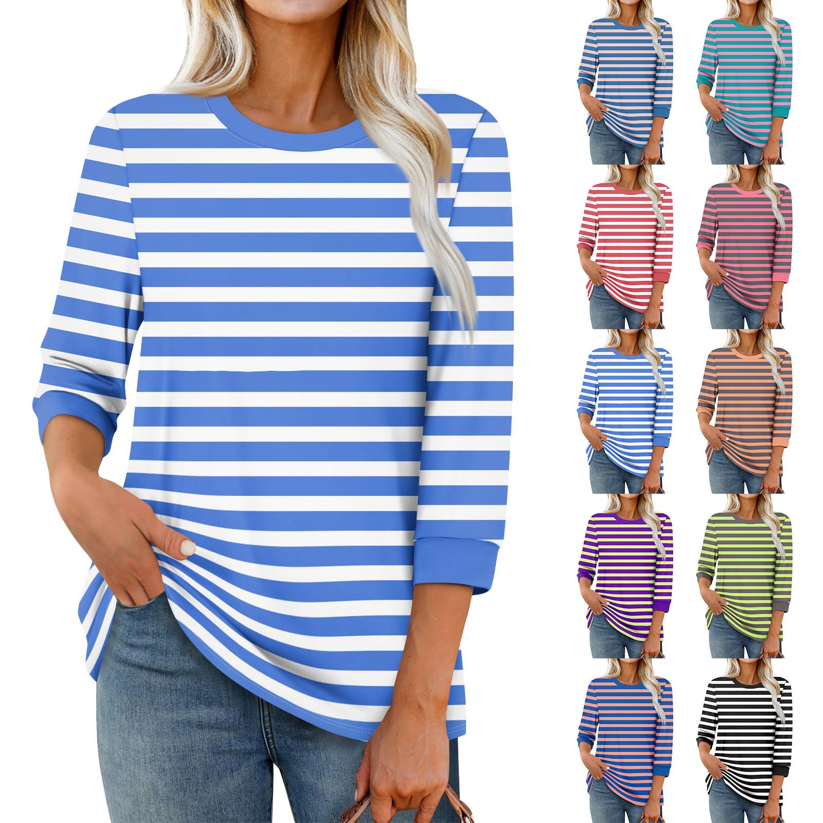 

Women s Fashion Casual Seven Sleeve T-Shirt Print Round Neck Top XL