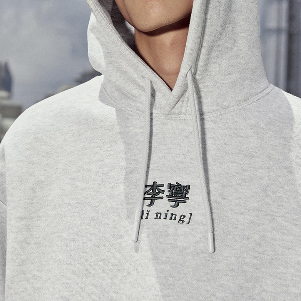 Li Ning Sports Lifestyle Series American Retro Printed Fleece Warm Pullover Long Sleeve Hoodie Early Autumn Sweatshirt Unisex sweatshirt AWDU923-2