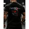T-shirt Nera con Casco da Pompiere e Stampa Posteriore Testo Sapeurs Pompiers per Uomo Allenamento in Palestra Abbigliamento Casual