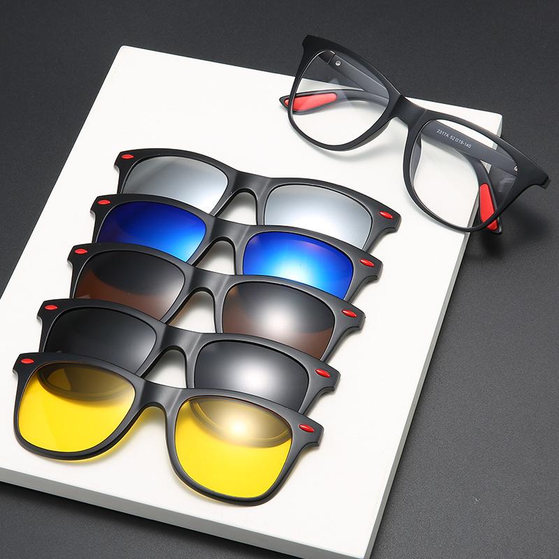 

Sunglasses Interchangeable Set Of Glasses Retro Men S Magnetic Tr Glasses Clip Sunglasses Women S PC material rack