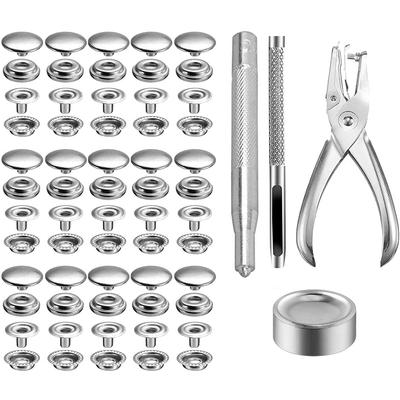 200Pcs Snaps Buttons Set Stainless Steel Snap Fastener Kit Press Studs Cap with Fixing Tool Pliers DIY Craft for Clothing Sewing
