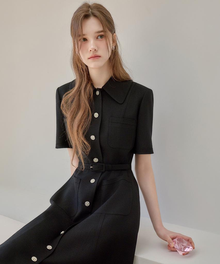 Julie And Kara 26Ss Calla133 Shebigins Maya Tweed Dress Black